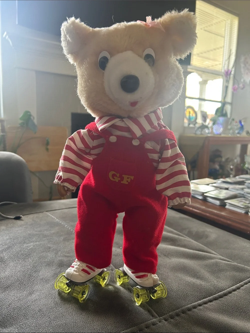 1985 Rare Collectible Sammy Skates Plush Bear on roller skates/play music.